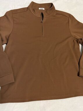 COOFANDY Men's Brown Quarter-Zip Pullover Performance Stretch Top XL